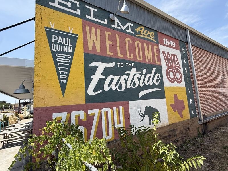 Welcome to the Eastside — Revival Eastside Eatery mural, Waco, Texas