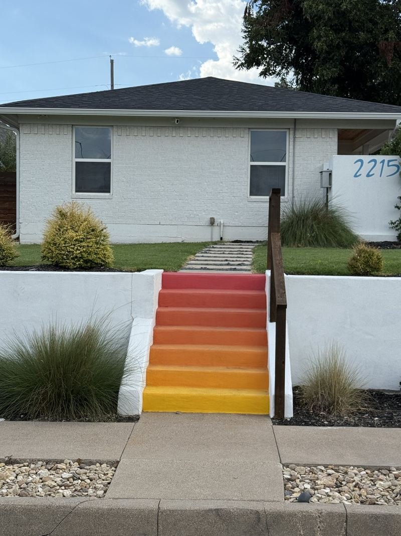 Everything’s Peachy — The house, with 2215 in blue script