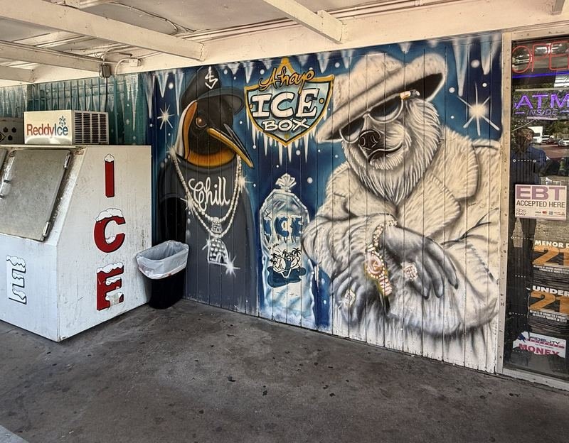 The Ice Box — The wall under the walkway, ice chest and all