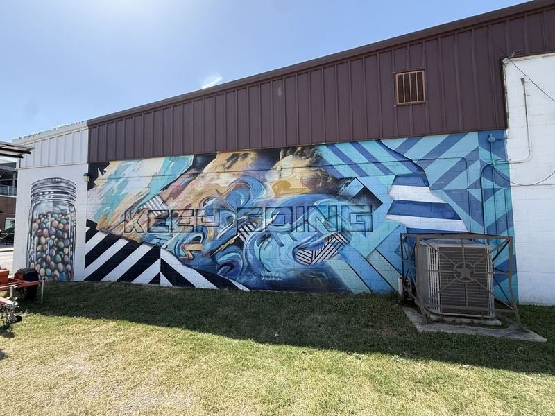 Keep Going (Two Words, Two Meanings) — mural in Waco, Texas