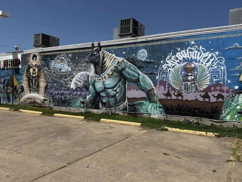 The Pharaohs of West Waco Drive — mural in Waco, Texas