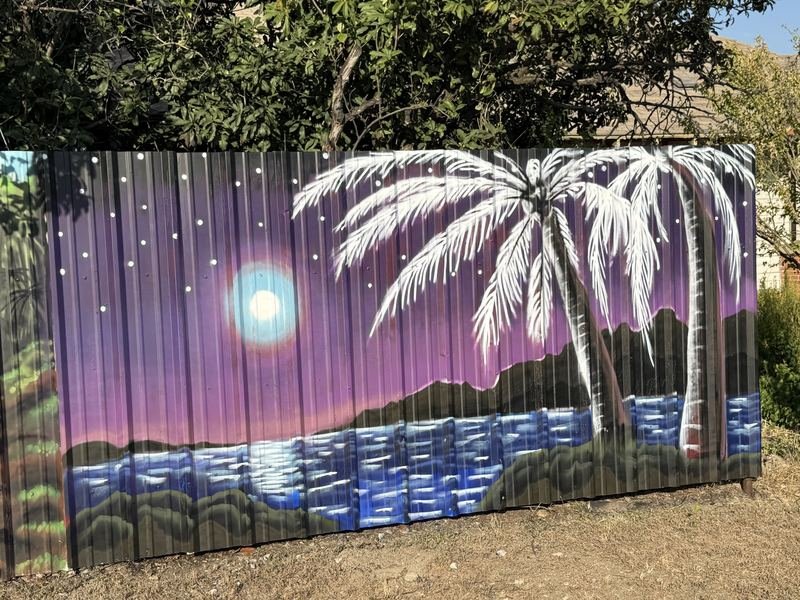The Backyard Jungle — Palm sunset, with moon