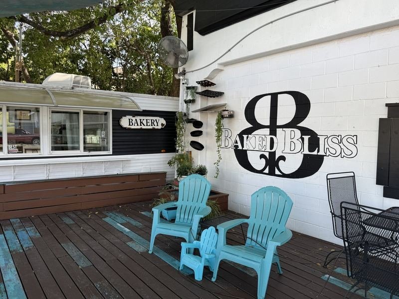 Two B's, Back to Back — On the deck: the storefront trailer and the block-wall monogram